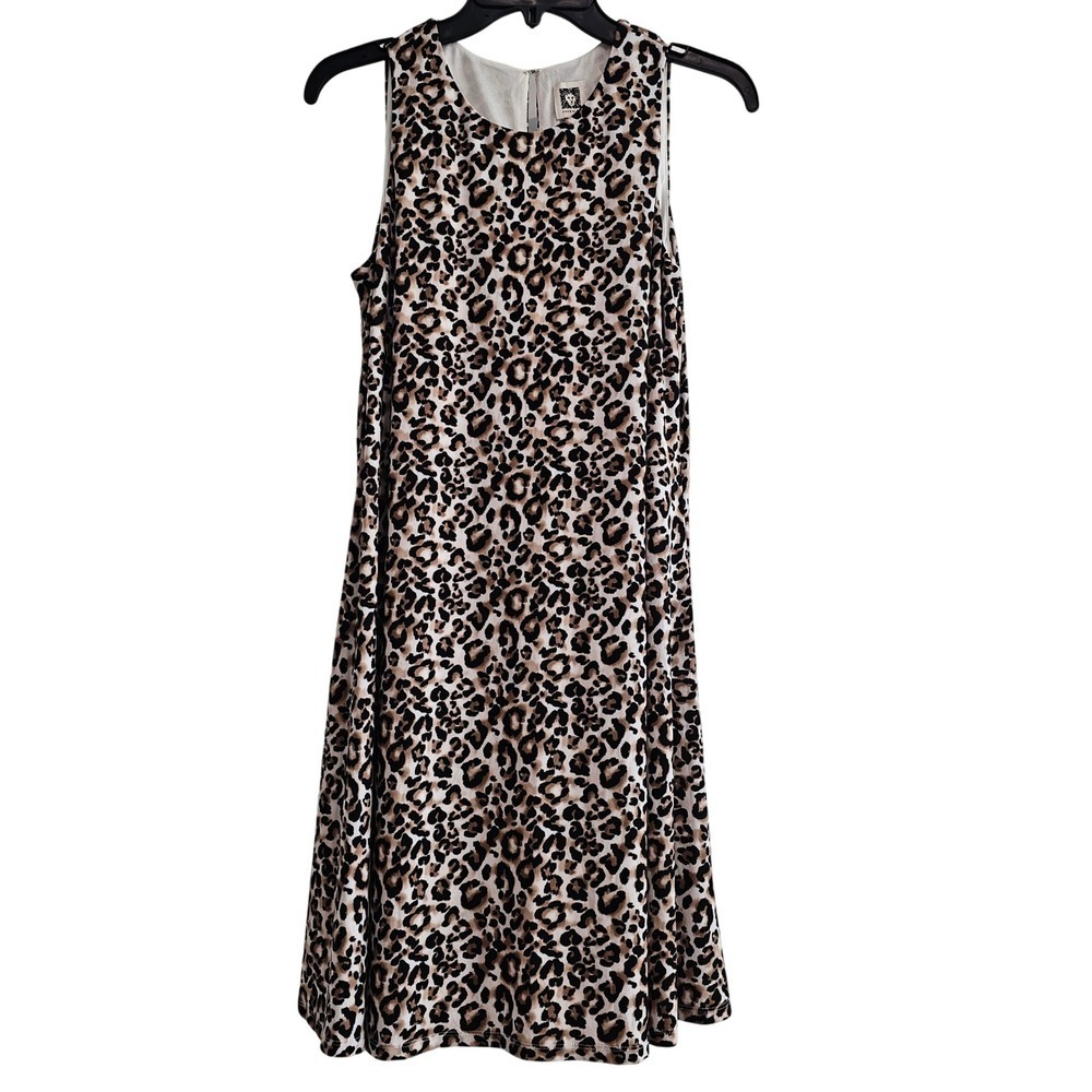 Anne Klein Leopard Print Sleeveless Midi Dress Women Size 4 - Picture 2 of 7